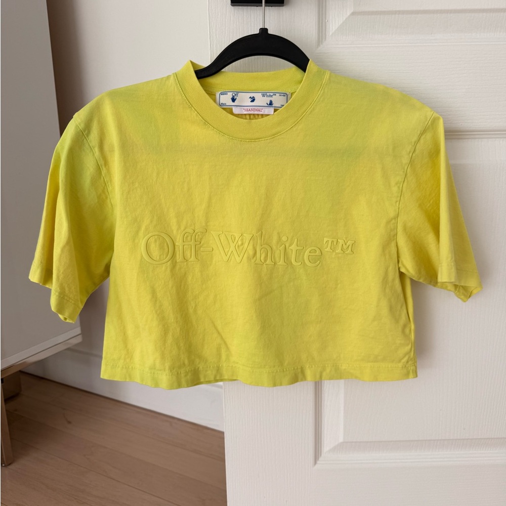 Off-White Neon Yellow Crop Top